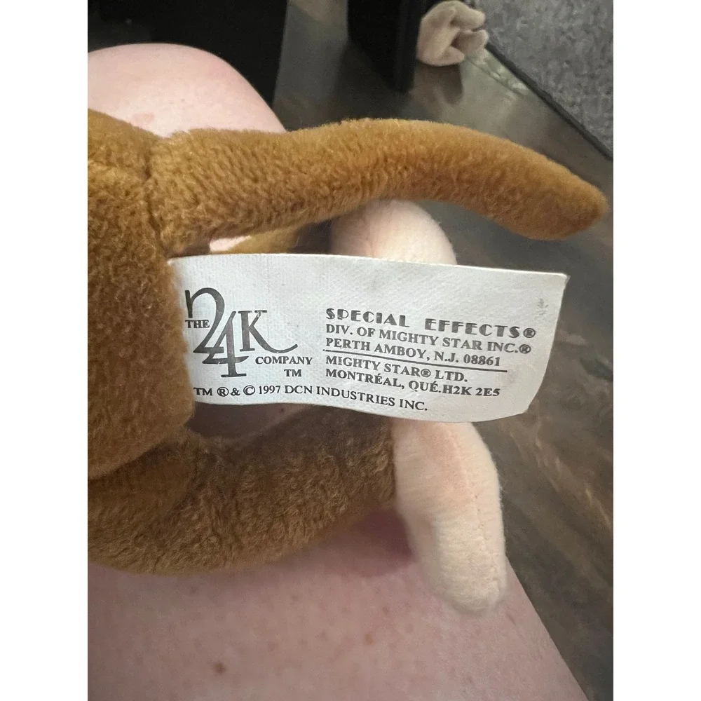 Vintage 1997 Beanie Boppers Hear No Monkey Plush 24K Company Mighty Star Brown‎